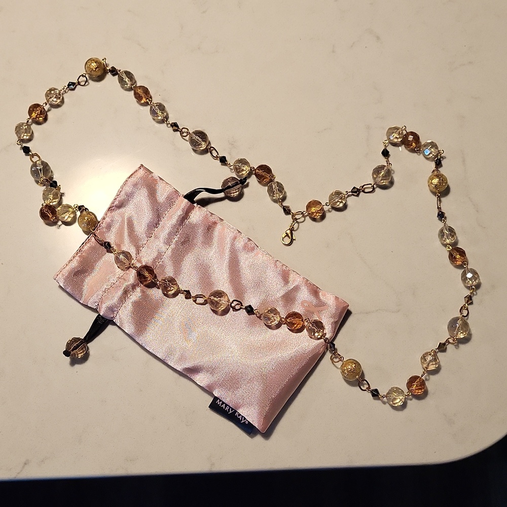 Mary Kay 18" Necklace Glass Beads Metal Filigree New